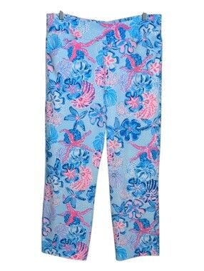 Lily Pulitzer Luxletic UPF 50+ Alston Crop Golf Floral Print Pull On Pants Sz 10